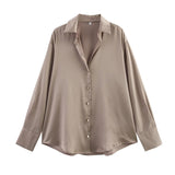 Spring New Silk Lithry Collar Solid Color Loose Shirt 2074580