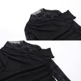 Lace Long-Sleeved Top Girl Spring Autumn Hottie Dark Sexy T-Shirt Repair Splicing Hollow