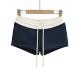 Trend Women's Waist Coloring Drawstring Bag Hip Hot Pants Simple Elastic Body Massage Exercise Yoga Shorts