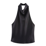 2025 Summer New Silk Hysm Texture Hanging Neck Dress 3203317 Vatry Dress 3210317