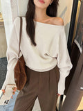 Sweater Casual Loose-Fraged Knitted Shirt New Fashion Temperament Long-Sleeved Knitted Shirt Woman