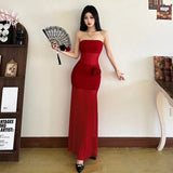 Seaside Holiday Wind Perspective Network Yarn Chest Skirt Design Sense Of Temperament Long Dress Travel To Take Good-Looking Skirt