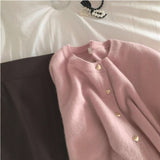 Knitted Cardigan Girl Spring And Autumn Thin Gentle Temperament Fashion Long-Sleeved Short Knit Sweater Coat Top