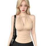 Hanging Neck Folds Adjustable Slings Women Summer Sleeveless Tops To Recuperant Pure Passion Hottie