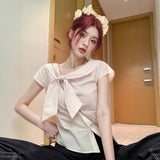 Temperament T-Shirt With Short-Sleeved Shirt Women's T-Shirt Summer Sweet Slimming Tops Hottie