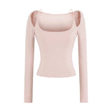 Sexy Hottie Word Open Shoulder Long-Sleeved T-Shirt Girl Autumn New Pure Style Slimming Bottom Top Woman