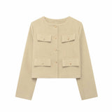 Autumn New Clip Round Collar Short Jacket 3046278