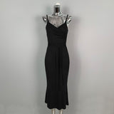 Spring And Autumn New Slim Comfortable And Thin Temperament V Collar Chest Sling Skirt With Long High-Rise Dress