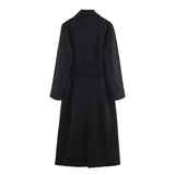 Autumn New Blended Belt Double Buckle Long Coat Coat 8471107