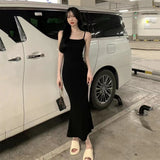 Black Hanging Dress Women's Summer Bottom Skirt Tight-Buff Dress In The Long Fishtail Small Mother Dress