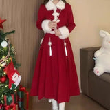 Little Fragrant New Year's Red Dress Women's Winter This Year's Popular Beautiful Christmas Robe Two Sets Of 2026 New