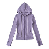 Relaxing Deheder Red Sports Set Long Sleeved Hooded Zippered Coat Lazy Loose Drawn Legs