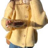 Autumn Dress 2025 New Knitwear Yellow Cardigan Sweater Women Loose Outer Wear Gentle Wind Coat Women
