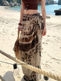 Thai Seaside Holiday Tourism Woman Summer Tset Tie Open Fork Strap With Irregular Skirt Two Sets
