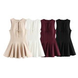 Spring New Wide Swing Bow Trim With Sleeveless Dress 4661316