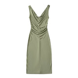 French Collar Dress Retro Niche Design Feeling Folded Waist Pure Desire To Play The Bottom Vest Long Skirt