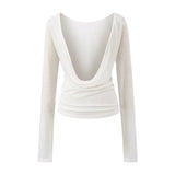 Pure Hot Girl Hanging Neck With Chest Cushion Small Vest Temperament Outside Swing Long Sleeve Hood T-Shirt Hottie Two Sets Of Women
