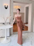 Seaside Holiday Wind Perspective Network Yarn Chest Skirt Design Sense Of Temperament Long Dress Travel To Take Good-Looking Skirt