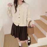 Sweet Bow Knot Hollow Casual Knitted Cardigan Girl New Galow Age Reduction Top