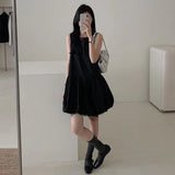 Korean Wearing A Small Black Dress Woman Design Tidaught Cloud Short Skirt Small Ageless Sleeveless Collar Vest Skirt Summer
