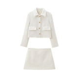 Clip Long Sleeve Symmetrical Pocket Flower Coat 7702407 Blended Thick And Texture Short Skirt 77044068