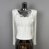 South Korea's New Autumn Soft Wind Pure Lust Lace Lace Knitted T-Shirt Long-Sleeved Open-Shirt Two Sets Of Women Ins