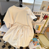 Summer Shorts Set Two Sets Of Leisure Sports Suit Women's Summer Loose Can Go Out Shopping White And Thin