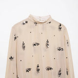 Early Spring New Beads Translucent Shirt 9119967330