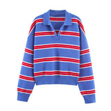 Autumn New Striped POLO Shirt Knitted Knitted Knitted Shirt 5536162