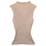 Spring And Autumn New High-End Pure Desire To Warm Up Chest High Top Solid Color Inside The Bottom Of The Knitless T-Shirt Womenins