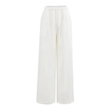 Flax Permeable Wide Leg Pants Women's Summer New Comfortable Straight Straight Solid Color Narrow Waist Rope Casual Pants