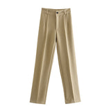 Summer New Straight High-Rise Thin Solid-Colored Slacks 2761048