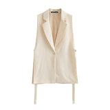 Hot Sales Spring 2025 New T-Shirt Decorated Open Fork Vest Suit Vest