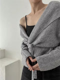 Korean Languid Hooded Knitted Cardigan Women's Autumn And Winter Short Warm Soft Glutinous Side With Loose Bat Sleeve Sweater