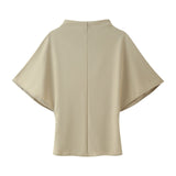 Short-Sleeved Vertical Half-High Collar Top 1165020 Mid-Rise High Asymmetric Pendant Skirt 1165021 Set