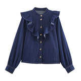 Autumn New Denim Laminated Decorative Shirt 6147181 Jeans 6147170