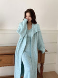 French Languid Knitting Two Sets Of Female Long Over Knee Sweater Slings With Dress Set