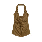 Spice Girls V Collar Kinesith Hanging Neck Small Vest Women Summer Pure Desire Design Feeling Waist Temperament Bare Back Slings