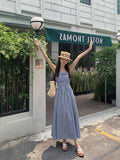 Lattice Bra Dress A Word Shoulder Dress Women's Summer French Temperament Design Feel Waist Seaside Holiday Long Skirt