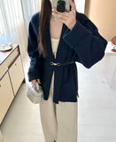 Autumn And Winter Lazy Wind Long Sweater Coat Women 2025 New Leisure Loose Thin Retro Knitting Top Tide