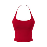Pure Hot Girl Hanging Neck With Chest Cushion Small Vest Temperament Outside Swing Long Sleeve Hood T-Shirt Hottie Two Sets Of Women