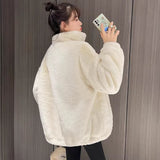 Milk Fufu Small Fragrant Wind Pink Lamb Wool Coat Women Winter Thick Small Senior Plush Collar Baseball Suit
