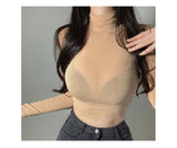Temperament High Collar Luth Claved Tops Autumn Dress New Tight Bra Thin With Long-Sleeved T-Shirt Girlins