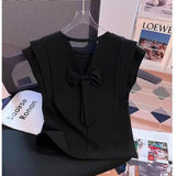French Sweet Flying Sleeve T-Shirt Girl 2025 Summer New Back Bow Knot Chic Beautiful Little Blouse