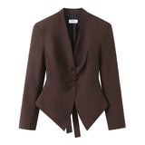 BSK&TRAF Women's Summer 2026 New Fashion Single-Breasted Chest-Blowed Long Sleeve Suit Jacket