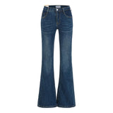 Spice Girls Waist Hips Than Cowboy Micro-Speaker Trousers Women Autumn Fake Crotch High Waists Thin High Horns