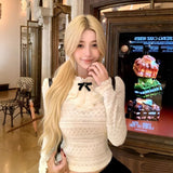 Pure Babes Korean Lace Long-Sleeved Jersey Women's Autumn And Winter Small Blouses Sweet