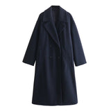 Autumn New Soft Double Buckle Dress Loose Coat 3046269