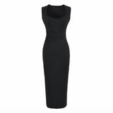 Wide Shoulder Strap Pit Strip Dress Women 2026 Summer New Hot Girl Pure Color U Collar To The Waist-Up Dress