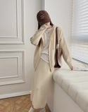 Casual Sports Set Women's Autumn/Winter 2025 New Hoodie Knitwear Knitwear Jacket + Two-Piece Skirt